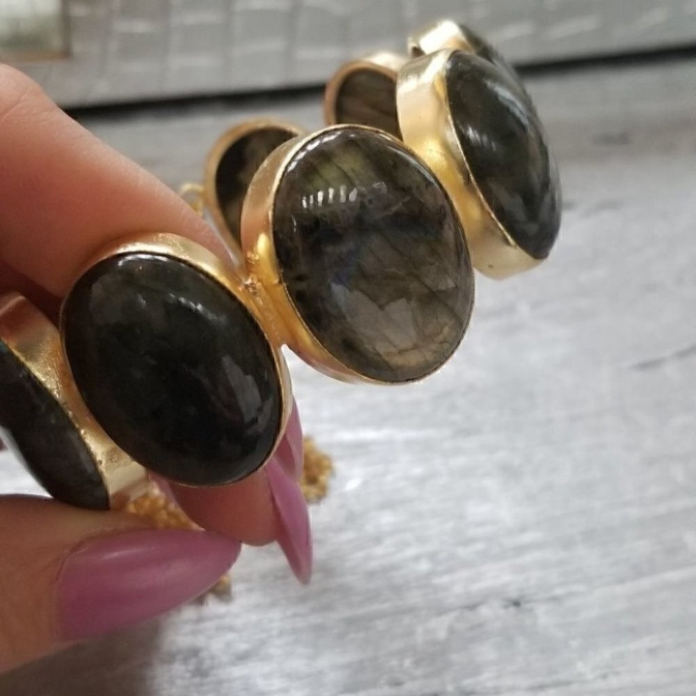 Bracelet Couture Collection Handcut Stone Cuff - Picture 3 of 5